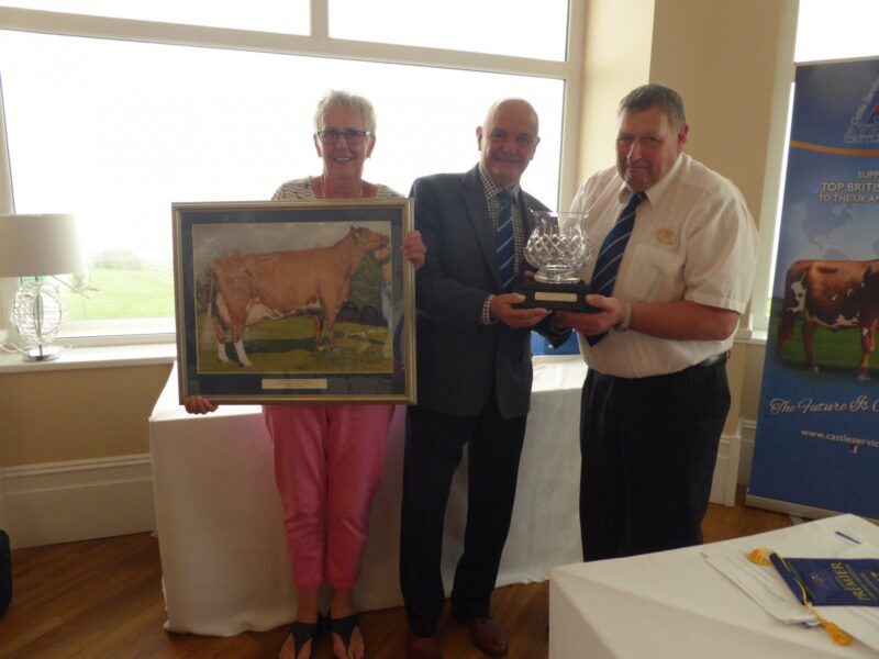 John Broadley and his wife Barbara being presented by Philip Williams with a lifetime achievement award