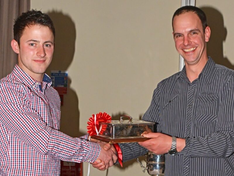 Coronation Trophy Winner - Aled Walters (left) receiving his trophy from Michael Broadley