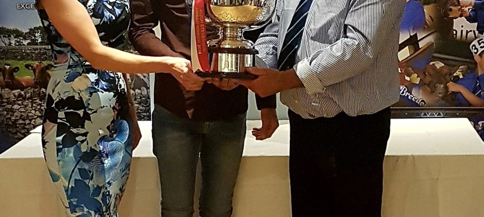 Hugh Stevenson award winner Shaun Rennie with President Keith Davidson and Vicki Silvera