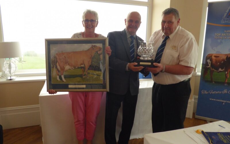 John Broadley and his wife Barbara being presented by Philip Williams with a lifetime achievement award