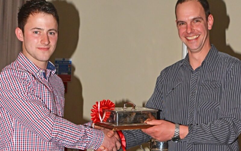 Coronation Trophy Winner - Aled Walters (left) receiving his trophy from Michael Broadley